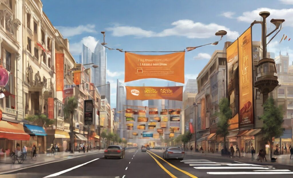 illustration showcasing a busy street for best results after banner plcement